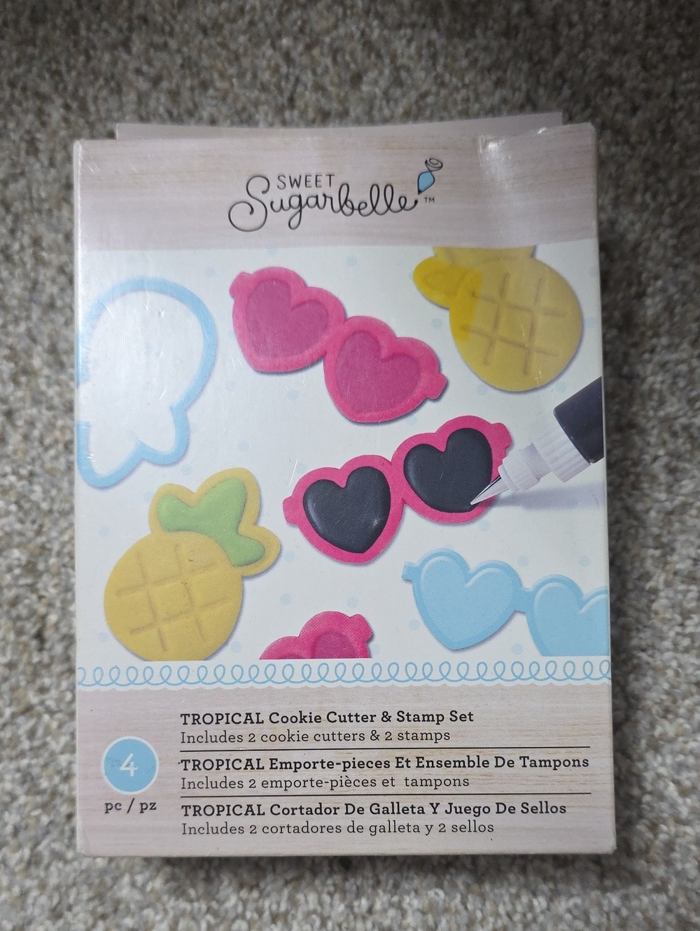 Tropical Cookie Cutter & Stamp Set - Pink, Yellow, Blue